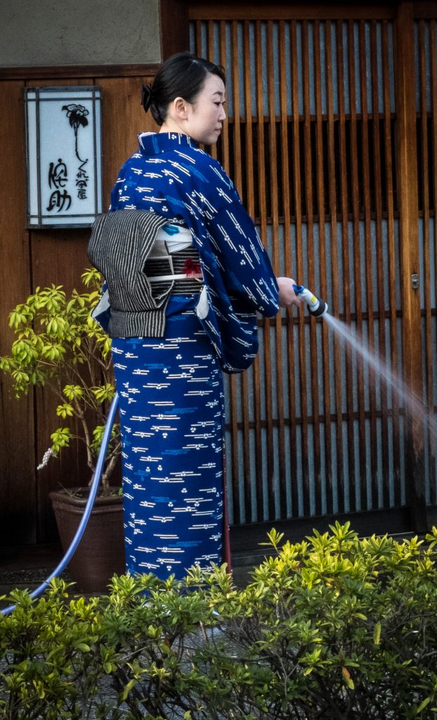 Morning chores in Gion
